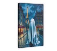 GQVCJSW Poster su tela con fantasma in piedi da solo a Parigi, decorazione artistica da parete per soggiorno e camera da letto, 20 x 30 cm