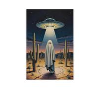 GQVCJSW Poster su tela con fantasma rapito da UFO, gotico spettrale, decorazione per camera da letto, ufficio, stanza, regalo, 50 x 75 cm