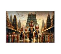 GQVCJSW Poster su tela, motivo: Essence Of Temple Festival in India meridionale, decorazione per camera da letto, ufficio, stanza, regalo, 30 x 45 cm