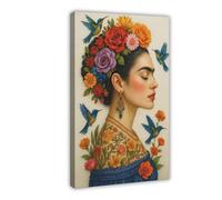 GQVCJSW Stampa artistica da parete con ritratto di Frida Kahlo, arte popolare messicana, stampa artistica da parete, per soggiorno e camera da letto, 30 x 45 cm