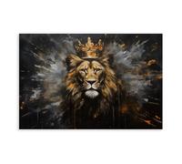 GQVCJSW Stampa astratta su tela, motivo: Re leone con corona, decorazione per camera da letto, ufficio, camera da letto, regalo, 60 x 90 cm