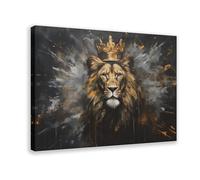 GQVCJSW Stampa astratta su tela, motivo: Re leone con corona, decorazione per camera da letto, ufficio, camera da letto, regalo, 60 x 90 cm