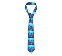 GQWJKSZ 3D Ocean World Dolphin Pesce pagliaccio Cravatta da uomo d'affari formale 8 cm Cravatta Accessorio per costume per la scuola Lavoro Festa Bomboniera Matrimonio