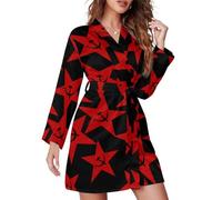 GQWJKSZ Accappatoio da donna comunista dell'URSS, vestaglia lunga da spa, camicia da notte, collo a scialle, vestaglie leggere