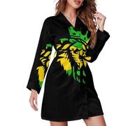 GQWJKSZ Accappatoio da donna Jamaica Rasta Lion, lungo al ginocchio, spa, camicia da notte, collo a scialle, vestaglie leggere