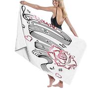 GQWJKSZ Asciugamano da bagno grande in microfibra, stampa musicale con tatuaggio lingua d'amore, telo da bagno telo da spiaggia per viaggi in hotel per famiglie sport di nuoto, 52 "x 32"