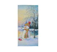 GQWJKSZ Asciugamano in cotone Paesaggio invernale Pupazzo di neve Asciugamano da bagno ultra morbido per Face Gym Spa