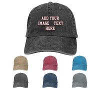 GQWJKSZ Berretto da Baseball Personalizzato da Uomo Cappello in Denim Regolabile Personalizzato Berretto da Baseball Personalizzato con L'Immagine del Tuo Testo