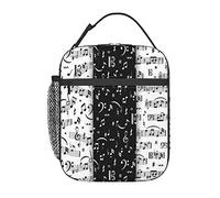 GQWJKSZ Borsa per il pranzo bianca e nera con nota musicale,