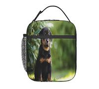 GQWJKSZ Borsa per il pranzo carina con cani da pastore francese Beauceron cucciolo nero,