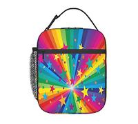 GQWJKSZ Borsa per il pranzo con raggi di coriandoli arcobaleno e stelle,