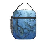GQWJKSZ Borsa per il pranzo con squalo divertente del mondo subacqueo, borsa per il pranzo riutilizzabile per adulti, resistente e isolata, borsa termica riutilizzabile