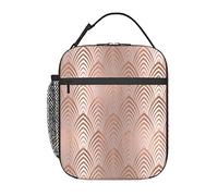GQWJKSZ Borsa per il pranzo con squame di conchiglie in stile Art Déco rosa rame rosa grigio rame,