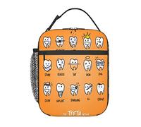 GQWJKSZ Borsa per il pranzo dei denti del simpatico cartone animato, borsa per il pranzo riutilizzabile per adulti, borsa termica riutilizzabile per il pranzo isolata durevole