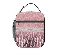GQWJKSZ Borsa per il pranzo glitterata con stampa animalier leopardo rosa chic per ragazze,