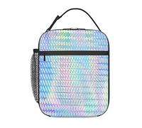 GQWJKSZ Borsa per il pranzo olografica con ologramma colorato arcobaleno, borsa per il pranzo riutilizzabile per adulti, borsa termica riutilizzabile per il pranzo isolata durevole