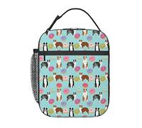 GQWJKSZ Borsa per il pranzo rosa con pastori australiani cane blu ciambelle carine,