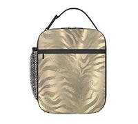 GQWJKSZ Borsa per il pranzo Safari African Gold Glam Zebra Pelle di animale Seppia,