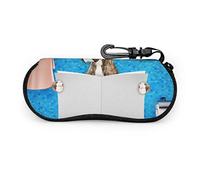GQWJKSZ Boxer Cane seduto sul sedile del water Custodie Occhiali Custodia per occhiali per bambini Custodia morbida con cerniera in neoprene portatile Custodia multipla Occhiali da sole
