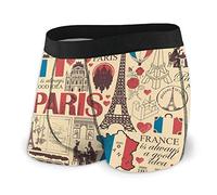 GQWJKSZ Boxer da Uomo, Tema Vintage, Francia e Parigi, novità, Boxer, Stampa, Intimo, Boxer Elasticizzato, con Custodia