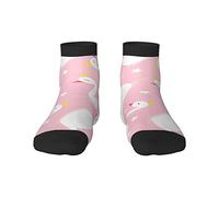 GQWJKSZ Calzini casual novità equipaggio 12 pollici cigno corona gialla stampa completa jogging corsa fitness sport yoga palestra moda calzino per uomo donna ragazza ragazzo