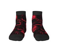 GQWJKSZ Calzini casual novità equipaggio 12 pollici teschi rossi terribile scheletro stampa completa jogging corsa fitness sport yoga palestra moda calzino per uomo donna ragazza ragazzo