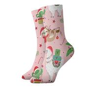 GQWJKSZ Calzino corto unisex 30 cm Christmas Llama Bradipo Calzini atletici divertenti morbidi Calze sportive per il fitness Corsa in palestra
