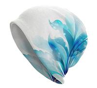 GQWJKSZ Cappelli Invernali Caldi Lavorati a Maglia Berretto Morbido con Teschio Slouchy Sfumature Blu astratte Cappello a Cuffia con Fiori Ombre per Uomo e Donna