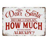 GQWJKSZ Caro Babbo Natale, prima che ti spieghi quanto ne sai già, cartello in metallo con scritta Christmas Retro Wall Decor for Bar Cafe Gift Art Winter 8x12 pollici