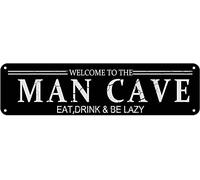 GQWJKSZ Cartello in metallo Benvenuti a The Man Cave, cartelli vintage, cartelli in latta retrò, cartello in alluminio per cucina, casa, giardino, parete, bar, caffetteria, 4x16 pollici
