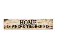 GQWJKSZ Cartello in metallo Home is Where The Herd is, cartelli vintage, cartelli in latta retrò, cartello in alluminio per cucina, casa, giardino, parete, bar, caffetteria, 4x16 pollici