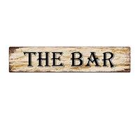 GQWJKSZ Cartello in metallo The Bar, cartelli vintage, cartelli in latta retrò, cartello in alluminio per cucina, casa, giardino, parete, bar, caffetteria, 4x16 pollici