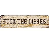 GQWJKSZ Cartello in metallo The Dishes, cartelli vintage, cartelli in latta retrò, cartelli in alluminio per cucina, casa, giardino, parete, bar, caffetteria, 4x16 pollici