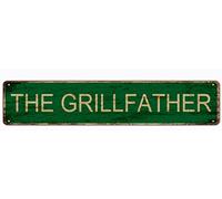 GQWJKSZ Cartello in metallo The Grillfather, cartelli vintage, cartelli in latta retrò, cartello in alluminio per cucina, casa, giardino, parete, bar, caffetteria, 4x16 pollici