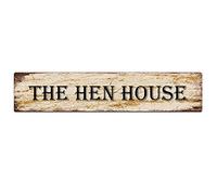 GQWJKSZ Cartello in metallo The Hen House, cartelli vintage, cartelli in latta retrò, cartello in alluminio per cucina, casa, giardino, parete, bar, caffetteria, 4x16 pollici