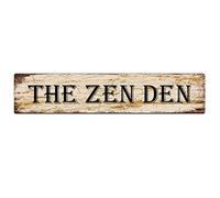 GQWJKSZ Cartello in metallo The Zen Den, cartelli vintage, cartelli in latta retrò, cartello in alluminio per cucina, casa, giardino, parete, bar, caffetteria, 4x16 pollici