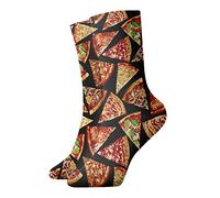 GQWJKSZ Casual Novità Calzini da 12 pollici Foodie Pizza Slices Pizze Full Print Jogging Running Fitness Sport Yoga Gym Fashion Calzino per uomo donna ragazza ragazzo