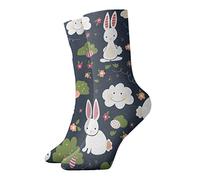 GQWJKSZ Casual Novità Calzini da 12 pollici Simpatici coniglietti pasquali Full Print Jogging Running Fitness Sport Yoga Gym Fashion Calzino per uomo donna ragazza ragazzo