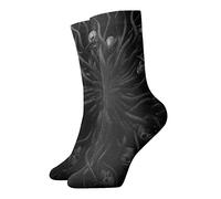 GQWJKSZ Casual Novità Calzini da equipaggio 12 pollici Horror Skull And Bones Full Print Jogging Running Fitness Sport Yoga Gym Fashion Calzino per uomo Donna Ragazza Ragazzo