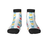 GQWJKSZ Casual Novità Calzini da equipaggio 12 pollici Uova di Pasqua Blu Coniglio e pulcino Stampa completa Jogging Corsa Fitness Sport Yoga Palestra Moda Calzino per uomo Donna Ragazza Ragazzo