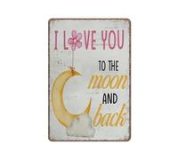 GQWJKSZ Citazione d'amore per la famiglia, ti amo fino alla luna e ritorno, cartello rustico, cartello in metallo divertente, poster, cartello in latta, decorazione, 8x12 pollici