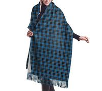 GQWJKSZ Clan Ramsay Tartan Blu da Donna Lungo e Ampio Clan Seton Tartan Cashmere Scialle Avvolgente Sciarpa Calda Invernale 77x27 pollici