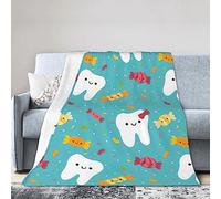 GQWJKSZ Coperta di flanella Happy Teeth Coperta in micropile ultra morbida Coperta calda Aria condizionata Biancheria da letto leggera per divano Divano per tutte le stagioni