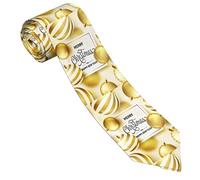 GQWJKSZ Cravatte da uomo Divertenti Natale Palline dorate Stampa Casual Formale Elegante Cravatta da uomo 3,15"/8 cm Per Matrimoni Feste Compleanno Banchetti Laurea