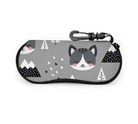 GQWJKSZ Custodia per occhiali, Cat Seamless Pattern Background Scandinavian Happy Occhiali da sole Custodia morbida Custodia per occhiali con cerniera in neoprene ultraleggero con moschettone