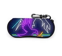 GQWJKSZ Custodia per occhiali, corvo seduto su un ramo Montagne Occhiali da sole al neon Custodia morbida Custodia per occhiali con cerniera in neoprene ultraleggero con moschettone