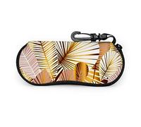 GQWJKSZ Custodia per occhiali, oro rosa pallido foglie astratte occhiali da sole senza cuciture custodia morbida custodia per occhiali con cerniera in neoprene ultraleggero con moschettone