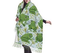GQWJKSZ Cute Frogs3 Tree Frogs Sciarpa morbida coperta Scialle lungo e caldo Avvolge Sciarpe con frange in cashmere per le donne