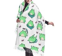 GQWJKSZ Cute Kawaii Frogs1 Tree Frogs Morbida coperta Sciarpa Scialle lungo e caldo Avvolge Sciarpe con frange in cashmere per le donne