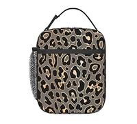 GQWJKSZ Design con motivo leopardato senza cuciture in lussuosa borsa per il pranzo dorata,